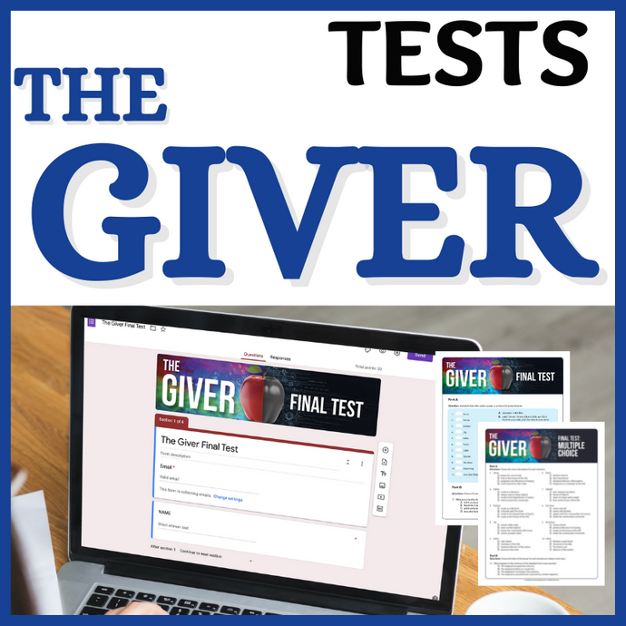The Giver Novel Study Final Unit Tests - Multiple Choice and Mixed Response