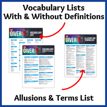Load image into Gallery viewer, The Giver Novel Study Vocabulary &amp; Terms Lists, Self-Grading Vocabulary Quizzes