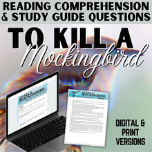 Load image into Gallery viewer, To Kill a Mockingbird Novel Study Unit Comprehension Questions by Chapter