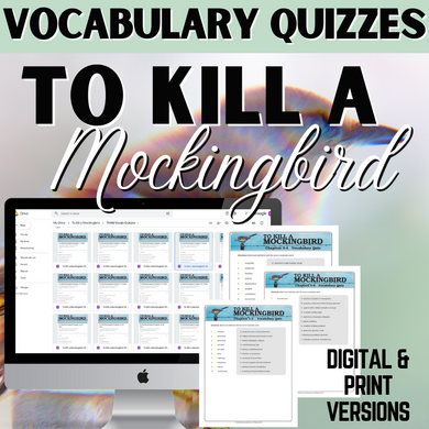 To Kill a Mockingbird Novel Study Printable and Self-Grading Vocabulary Quizzes