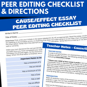 Cause and Effect Essay Unit - Lesson Handouts and Graphic Organizers