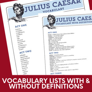 Julius Caesar Unit Plan - Glossary of Terms, Allusions & Two Vocabulary Lists