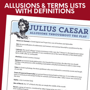 Julius Caesar Unit Plan - Glossary of Terms, Allusions & Two Vocabulary Lists