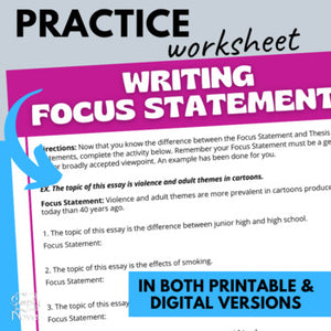 Writing Focus Statements - Essay Writing Tips, Lesson & Worksheets