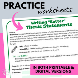 Writing Thesis Statements for Essays - Thesis Statement Lessons, Worksheets