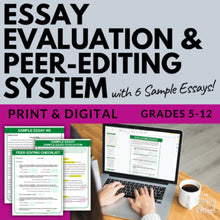 Load image into Gallery viewer, Evaluating Essays &amp; Peer-Editing Checklist System with 6 Sample Student Essays